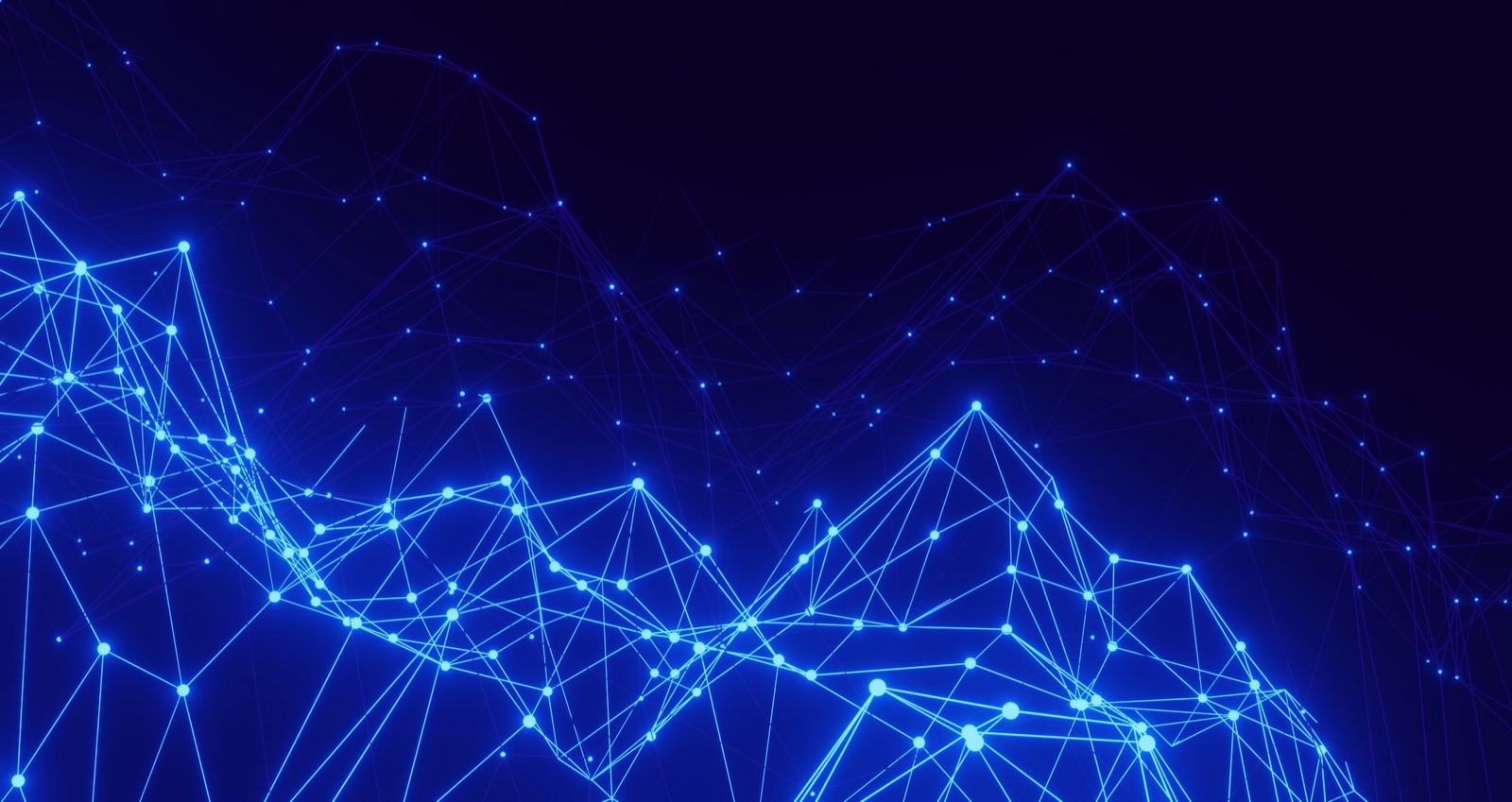 A glowing network of connected nodes on a dark field